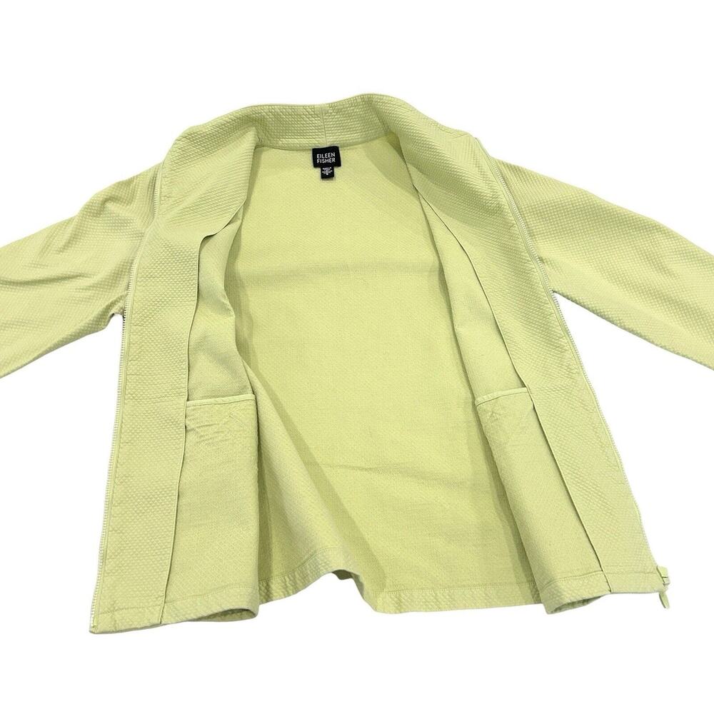 Eileen Fisher Womens Jacket Size S Pear Green Textured Cotton Weave Full Zip - Picture 4 of 6